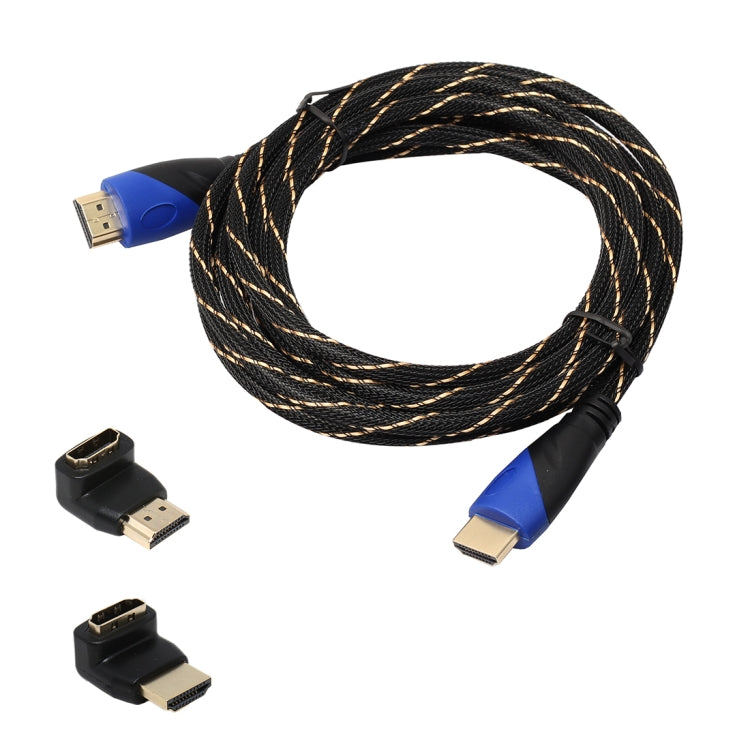 3m HDMI 1.4 Version 1080P Woven Net Line Blue Black Head HDMI Male to HDMI Male Audio Video Connector Adapter Cable with 2 Bending HDMI Adapter Set-Reluova