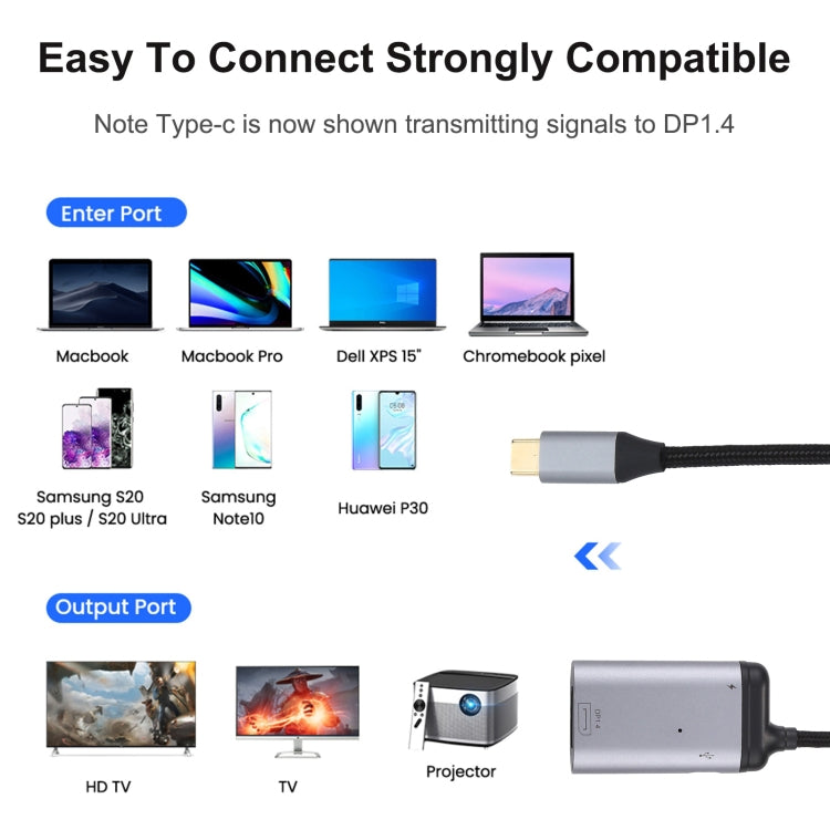 4K USB-C / Type-C to DisplayPort 1.4 + PD Data Sync Adapter Cable My Store