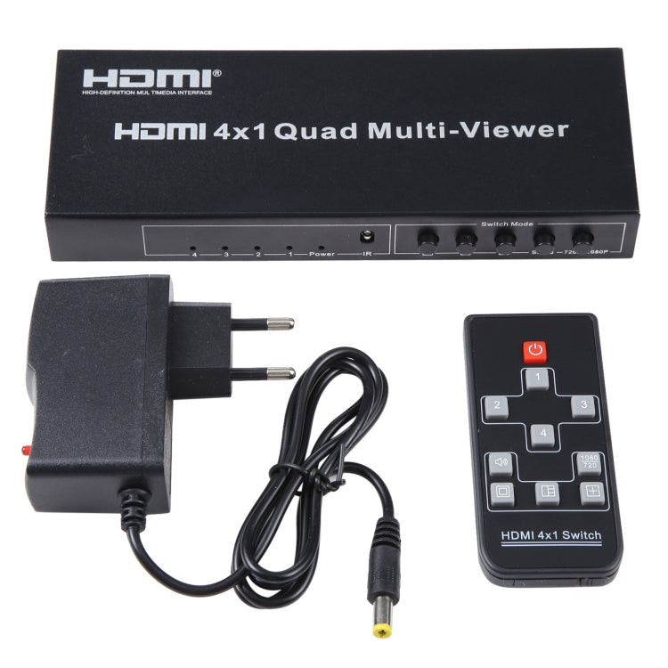 4 in 1 Out HDMI Quad Multi-viewer with Seamless Switcher, EU Plug My Store