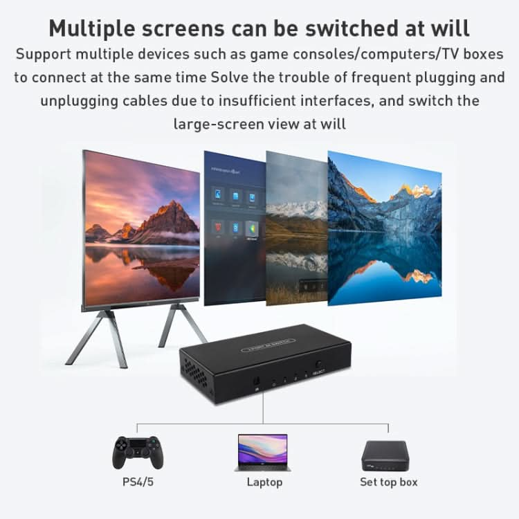 Measy SWH4631 4K 60Hz 3 In 1 Out HDMI Converter Switcher, Plug Type: US Plug My Store