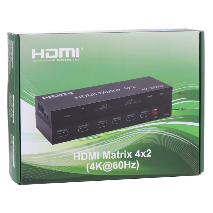 Матричный коммутатор/сплиттер HDMI 4x2 с пультом дистанционного управления, поддержка ARC/MHL/4Kx2K/3D, 4 порта HDMI на входе, 2 порта HDMI на выходе