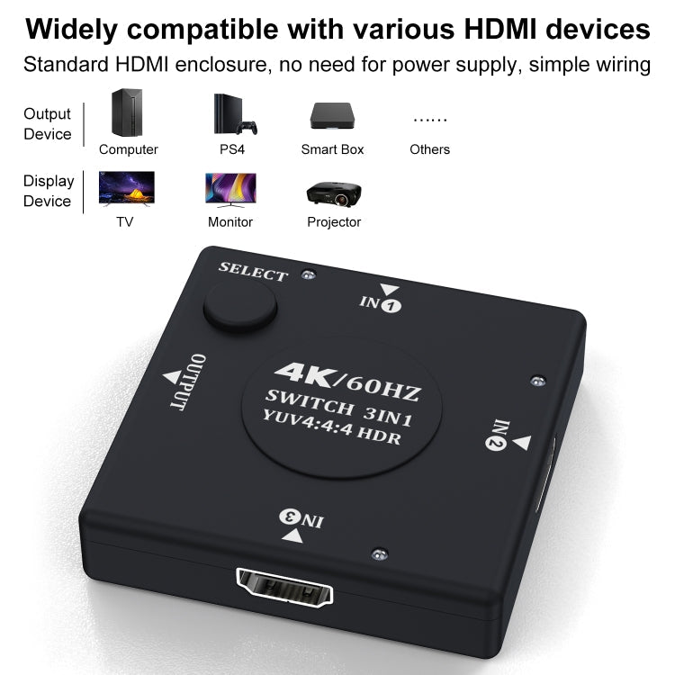 3 In 1 Out 4K 60Hz HD Video HDMI Switcher My Store