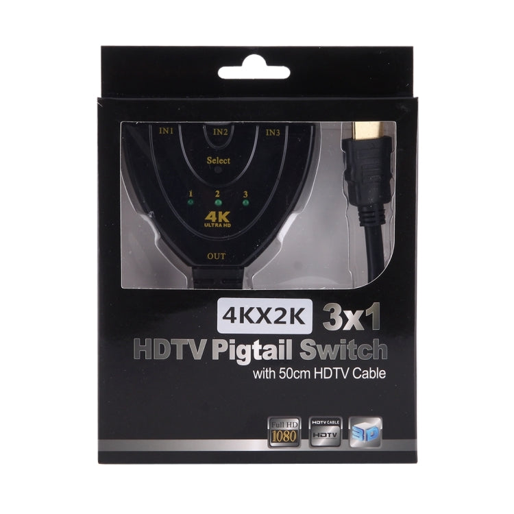 3 in 1 HDMI Input  4K x 2K HDTV Pigtail Switch Adapter HDMI Splitter-Reluova