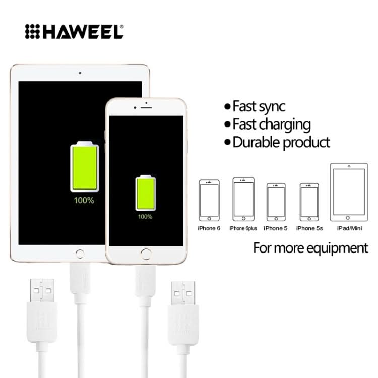 HAWEEL 2m High Speed 8 Pin to USB Sync and Charging Cable for iPhone, iPad