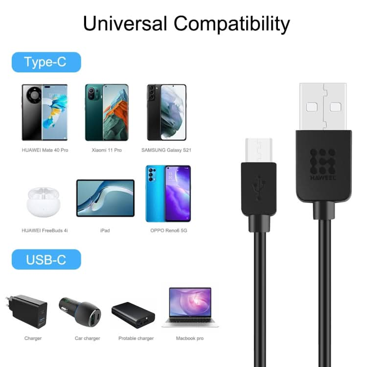 HAWEEL 2m USB-C / Type-C to USB 2.0 Data & Charging Cable My Store