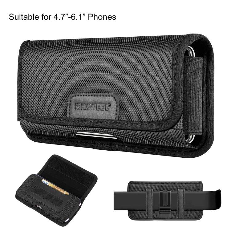 HAWEEL 4.7-6.1 inch Nylon Cloth Phone Belt Clip Horizontal Carrying Pouch with Card Slot My Store