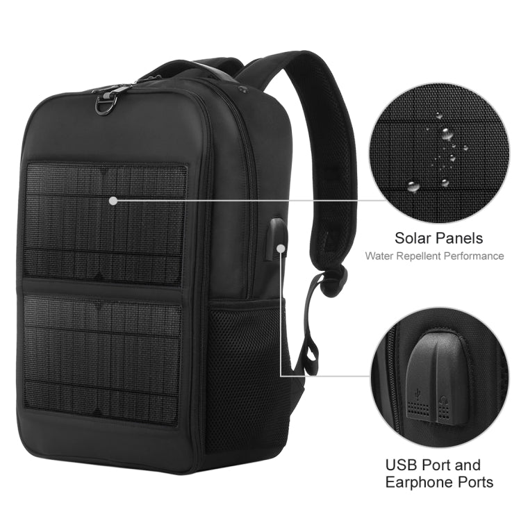 HAWEEL 14W Solar Panel Power Backpack Laptop Bag with Handle and 5V / 2.1A Max USB Charging Port Reluova