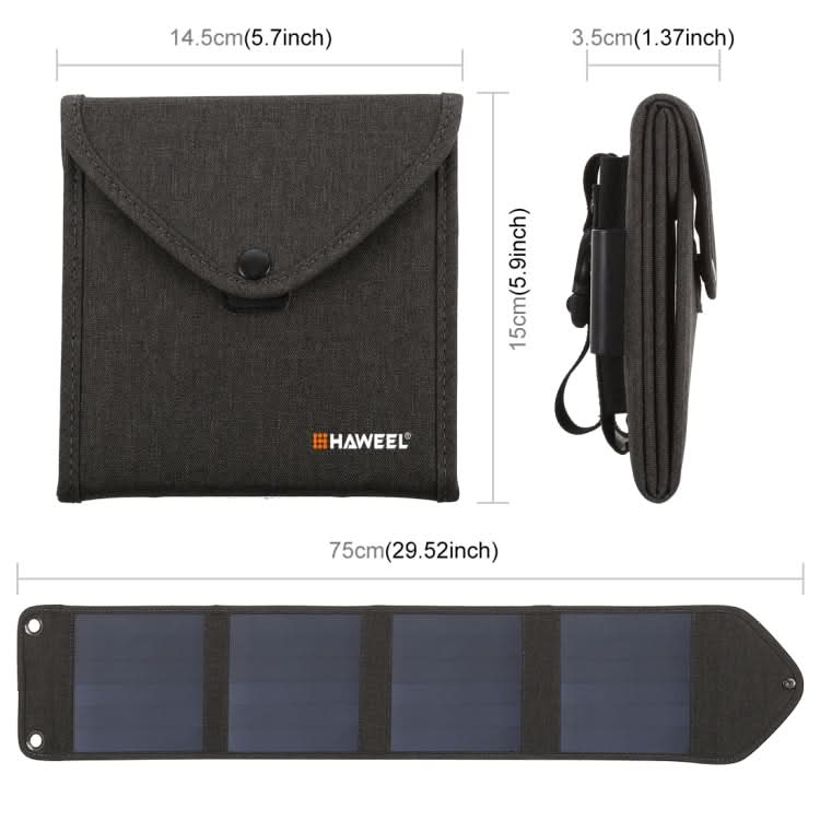 HAWEEL 14W 5V 2.4A Portable Foldable Solar Charger Outdoor Travel Rechargeable Folding Bag with 4 Solar Panels & USB Port, Size: S My Store