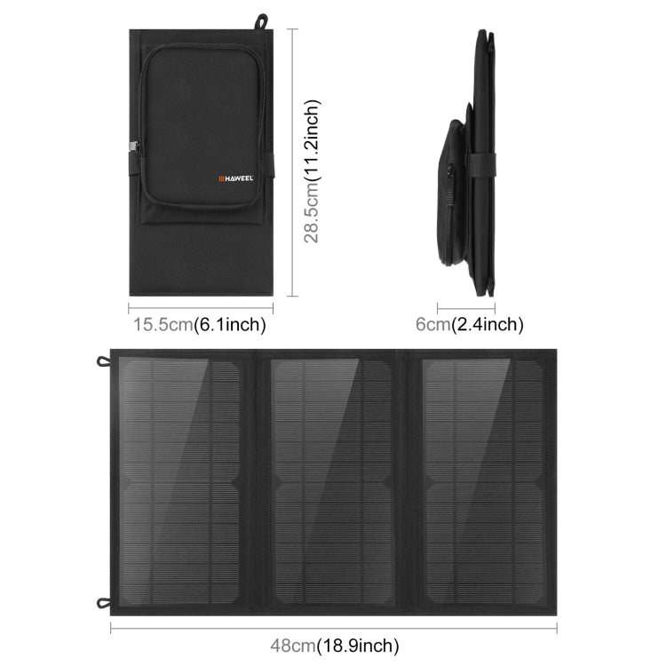 HAWEEL 18W 3 Panels Foldable Solar Panel Charger Bag with 5V / 3.1A Max Dual USB Ports, Support QC3.0 and AFC My Store