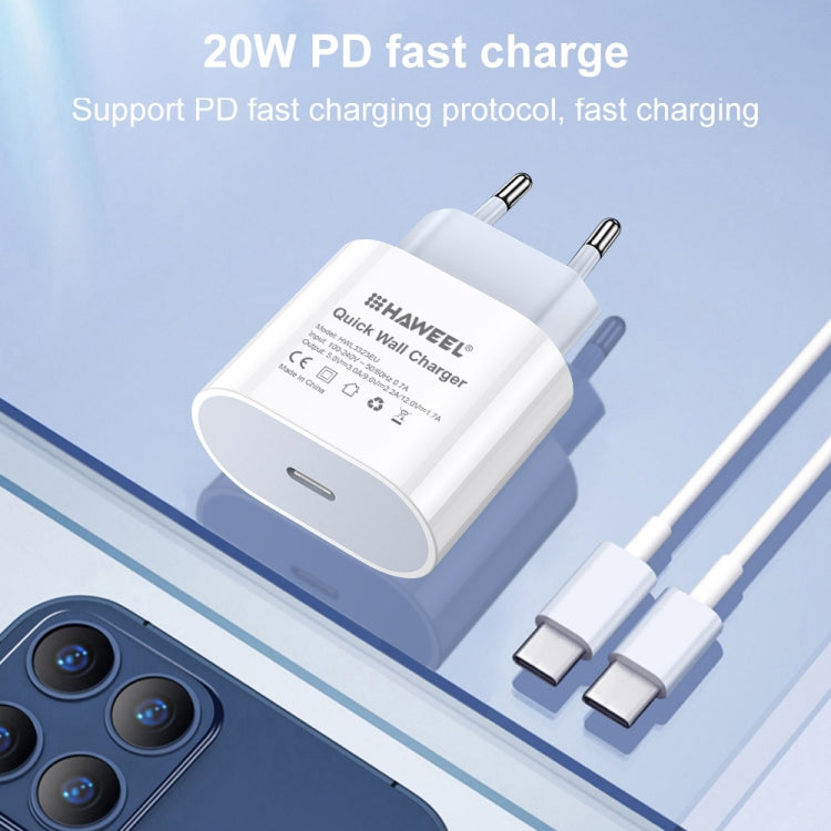 HAWEEL PD 20W Single USB-C / Type-C Interface QC Travel Charger, Support Full QC Protocol, EU Plug My Store