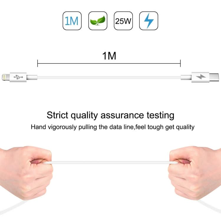 HAWEEL 25W 3A USB-C / Type-C to 8 Pin PD Fast Charging Cable for iPhone, iPad, Cable Length:1m