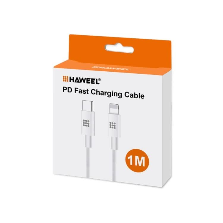 HAWEEL 25W 3A USB-C / Type-C to 8 Pin PD Fast Charging Cable for iPhone, iPad, Cable Length:1m