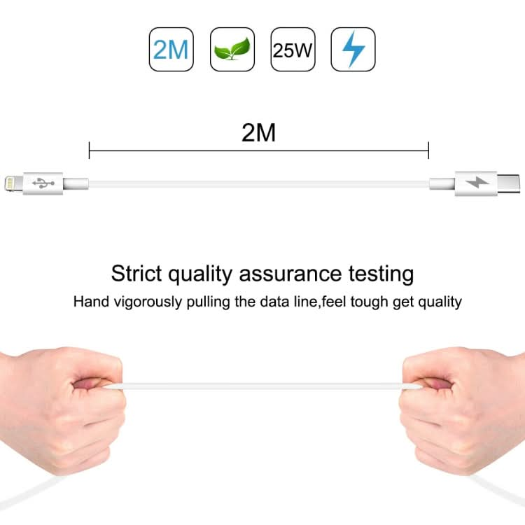 HAWEEL 25W 3A USB-C / Type-C to 8 Pin PD Fast Charging Cable for iPhone, iPad, Cable Length: 2m