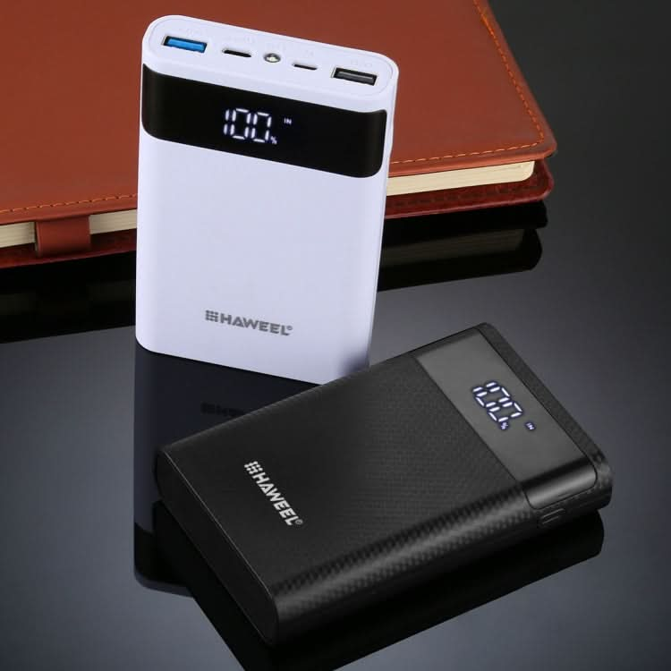 HAWEEL DIY 4x 18650 Battery (Not Included) 12000mAh Dual-way QC Charger Power Bank Shell Box with 2x USB Output & Display,  Support QC 2.0 / QC 3.0 / FCP / SFCP /  AFC / MTK / BC 1.2 / PD