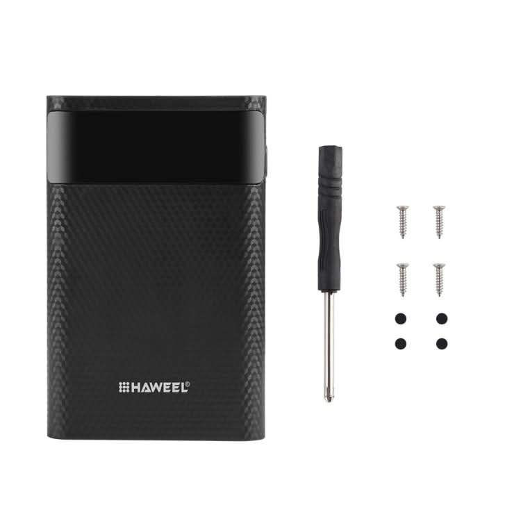 HAWEEL DIY 4x 18650 Battery (Not Included) 12000mAh Dual-way QC Charger Power Bank Shell Box with 2x USB Output & Display,  Support QC 2.0 / QC 3.0 / FCP / SFCP /  AFC / MTK / BC 1.2 / PD