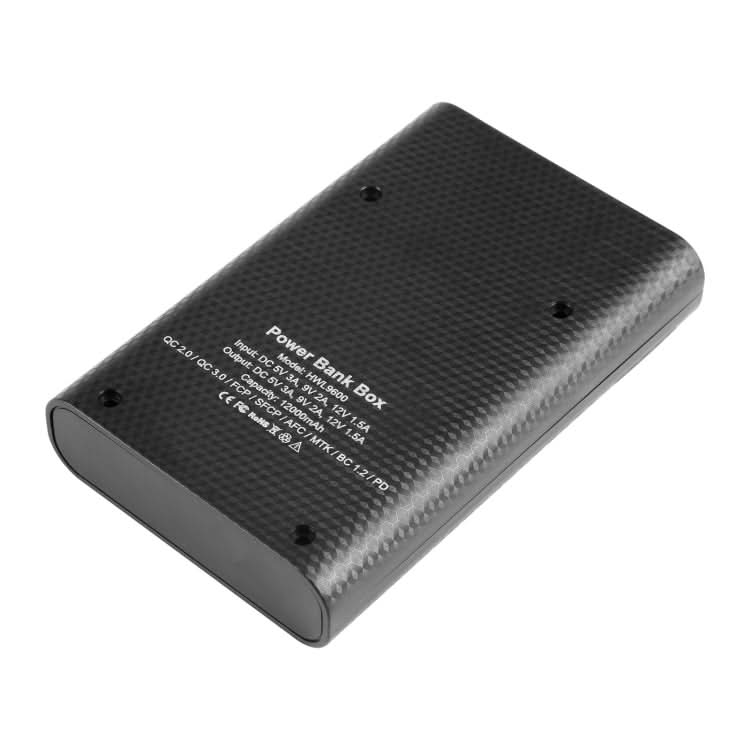 HAWEEL DIY 4x 18650 Battery (Not Included) 12000mAh Dual-way QC Charger Power Bank Shell Box with 2x USB Output & Display,  Support QC 2.0 / QC 3.0 / FCP / SFCP /  AFC / MTK / BC 1.2 / PD