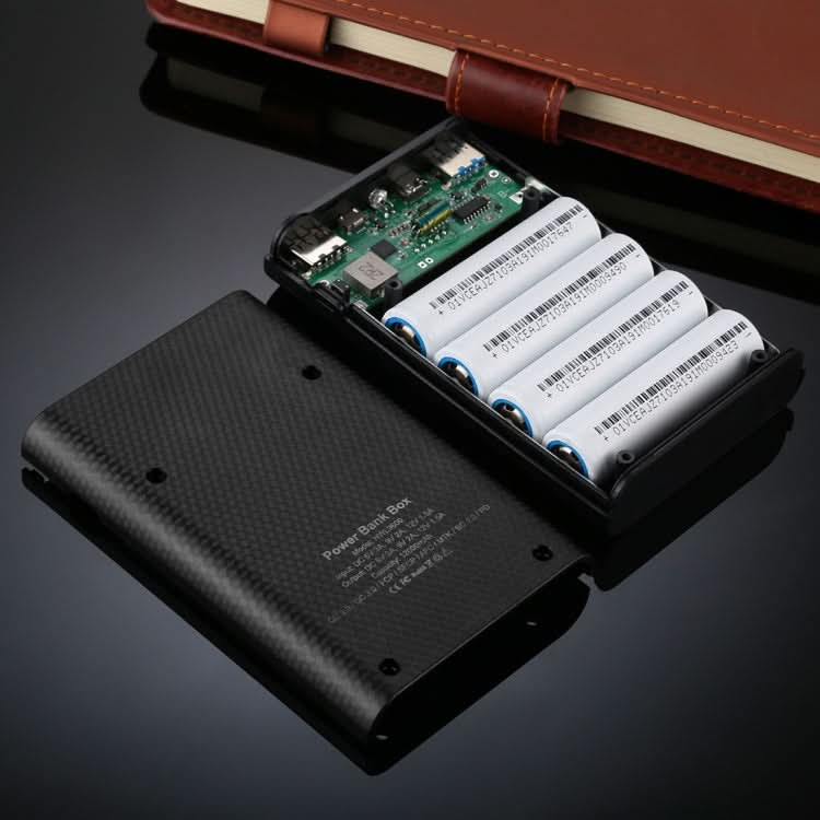 HAWEEL DIY 4x 18650 Battery (Not Included) 12000mAh Dual-way QC Charger Power Bank Shell Box with 2x USB Output & Display,  Support QC 2.0 / QC 3.0 / FCP / SFCP /  AFC / MTK / BC 1.2 / PD