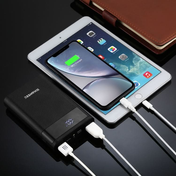 HAWEEL DIY 4x 18650 Battery (Not Included) 12000mAh Dual-way QC Charger Power Bank Shell Box with 2x USB Output & Display,  Support QC 2.0 / QC 3.0 / FCP / SFCP /  AFC / MTK / BC 1.2 / PD