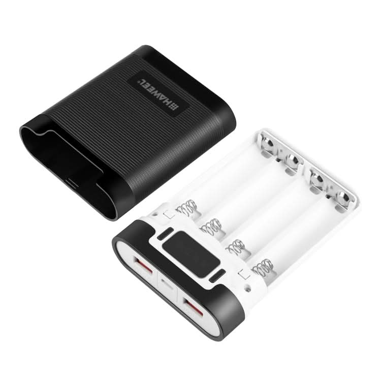 HAWEEL DIY 4x 18650 Battery (Not Included) 10000mAh Dual-way QC Charger Power Bank Shell Box with 2x USB Output & Display,  Support PD / QC / SCP / FCP / AFC / PPS / PE