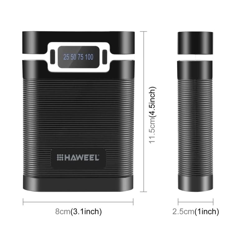 HAWEEL DIY 4x 18650 Battery (Not Included) 10000mAh Dual-way QC Charger Power Bank Shell Box with 2x USB Output & Display,  Support PD / QC / SCP / FCP / AFC / PPS / PE