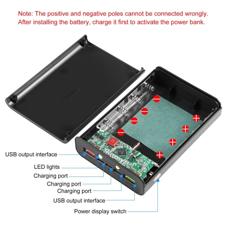 HAWEEL DIY 4 x 21700 Battery 22.5W Fast Charge 15W Wireless Charging Power Bank Box Case with Display, Not Include Battery