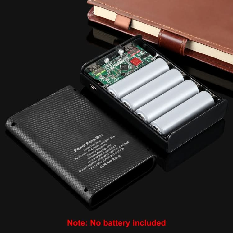 HAWEEL DIY 4 x 21700 Battery 22.5W Fast Charge 15W Wireless Charging Power Bank Box Case with Display, Not Include Battery