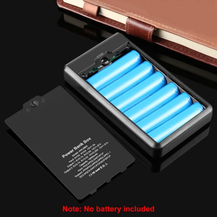 HAWEEL DIY 6 x 18650 Battery 24W Fast Charge Power Bank Box Case with Display, Not Include Battery