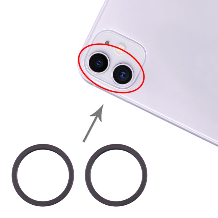 2 PCS Rear Camera Glass Lens Metal Protector Hoop Ring for iPhone 11