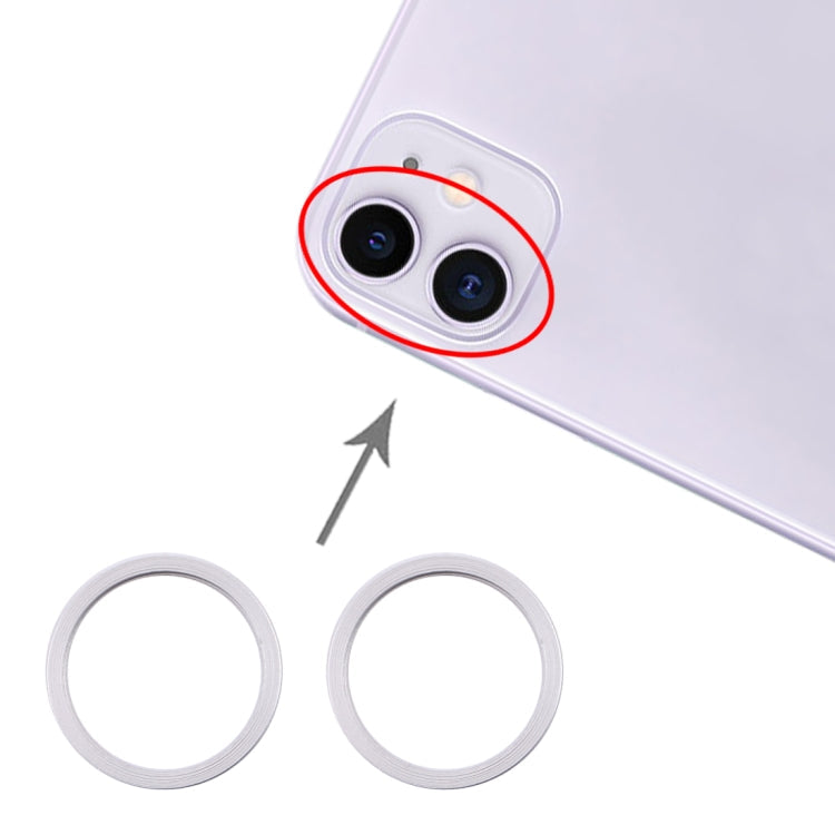 2 PCS Rear Camera Glass Lens Metal Protector Hoop Ring for iPhone 11