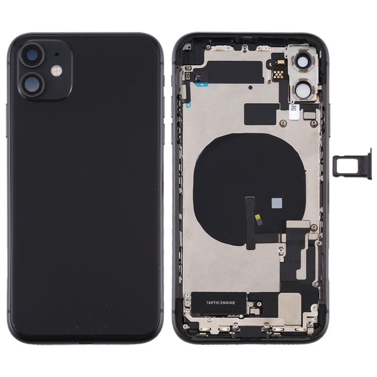 Battery Back Cover Assembly (with Side Keys & Power Button + Volume Button Flex Cable & Wireless Charging Module & Motor & Charging Port & Speaker Ringer Buzzer & Card Tray & Camera Lens Cover) for iPhone 11 My Store