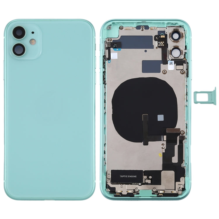 Battery Back Cover Assembly (with Side Keys & Power Button + Volume Button Flex Cable & Wireless Charging Module & Motor & Charging Port & Speaker Ringer Buzzer & Card Tray & Camera Lens Cover) for iPhone 11 My Store