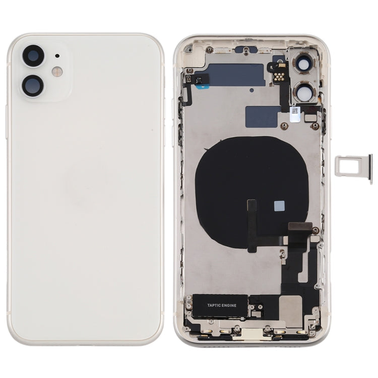 Battery Back Cover Assembly (with Side Keys & Power Button + Volume Button Flex Cable & Wireless Charging Module & Motor & Charging Port & Speaker Ringer Buzzer & Card Tray & Camera Lens Cover) for iPhone 11 My Store