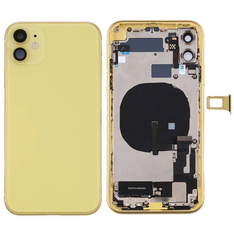 Battery Back Cover Assembly (with Side Keys & Power Button + Volume Button Flex Cable & Wireless Charging Module & Motor & Charging Port & Speaker Ringer Buzzer & Card Tray & Camera Lens Cover) for iPhone 11