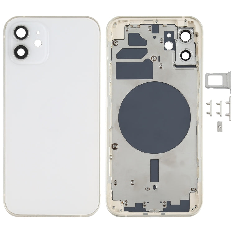 Back Housing Cover with SIM Card Tray & Side  Keys & Camera Lens for iPhone 12(White) My Store