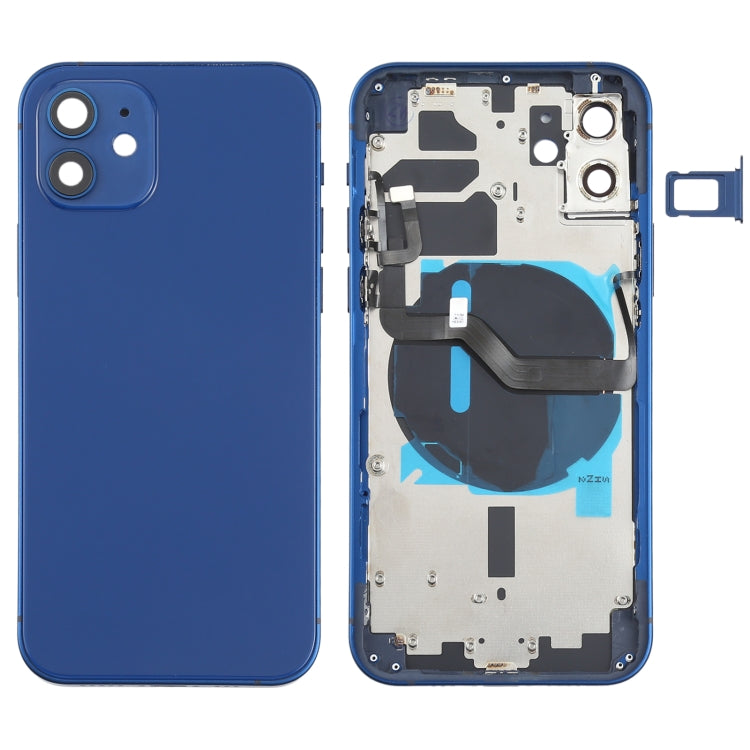 Battery Back Cover (with Side Keys & Card Tray & Power + Volume Flex Cable & Wireless Charging Module) for iPhone 12