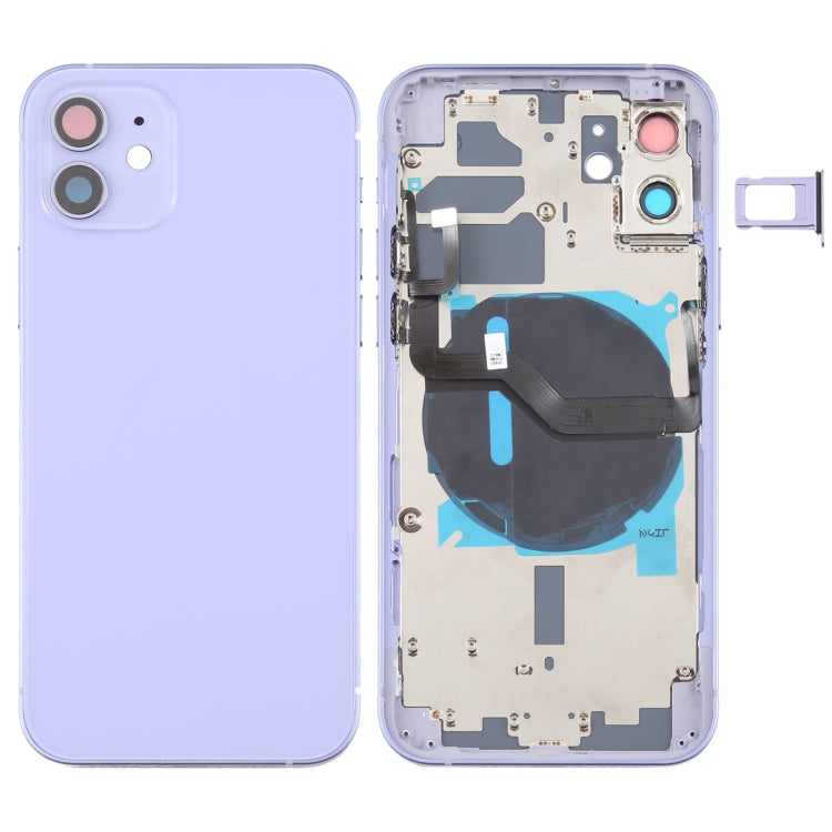 Battery Back Cover (with Side Keys & Card Tray & Power + Volume Flex Cable & Wireless Charging Module) for iPhone 12