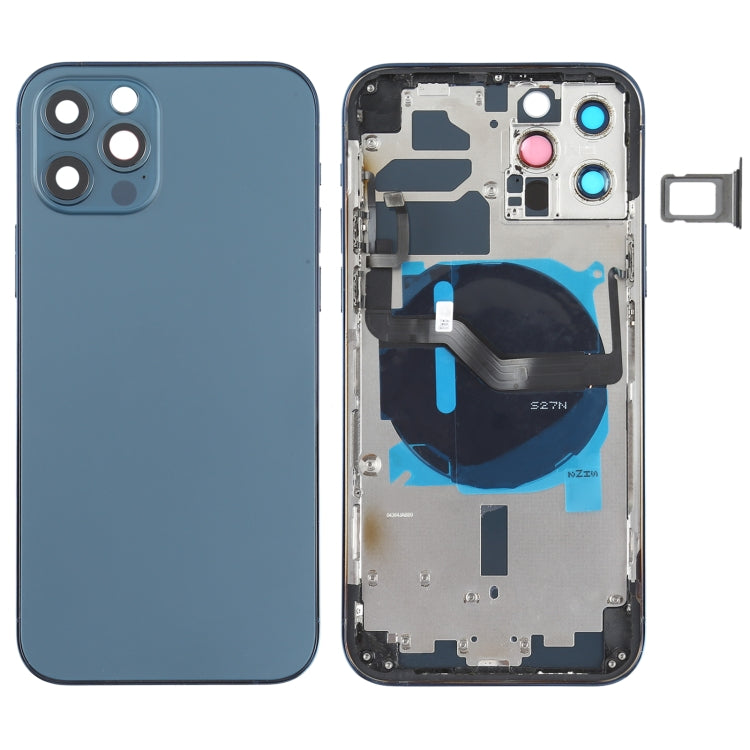 Battery Back Cover (with Side Keys & Card Tray & Power + Volume Flex Cable & Wireless Charging Module) for iPhone 12 Pro