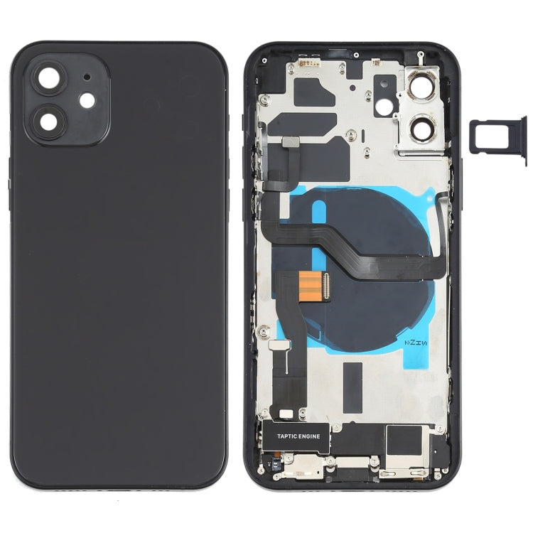 Battery Back Cover Assembly (with Side Keys & Speaker Ringer Buzzer & Motor & Camera Lens & Card Tray & Power Button + Volume Button + Charging Port & Wireless Charging Module) for iPhone 12 My Store