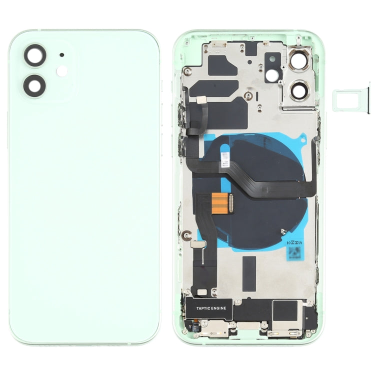 Battery Back Cover Assembly (with Side Keys & Speaker Ringer Buzzer & Motor & Camera Lens & Card Tray & Power Button + Volume Button + Charging Port & Wireless Charging Module) for iPhone 12