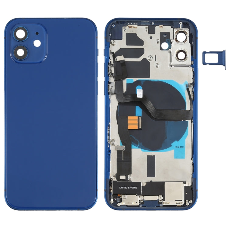 Battery Back Cover Assembly (with Side Keys & Speaker Ringer Buzzer & Motor & Camera Lens & Card Tray & Power Button + Volume Button + Charging Port & Wireless Charging Module) for iPhone 12 My Store