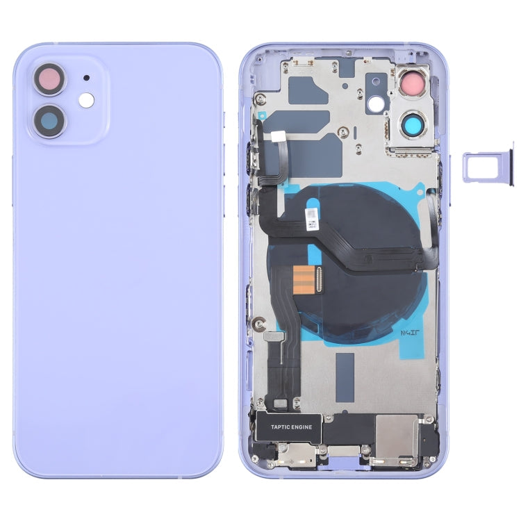 Battery Back Cover Assembly (with Side Keys & Speaker Ringer Buzzer & Motor & Camera Lens & Card Tray & Power Button + Volume Button + Charging Port & Wireless Charging Module) for iPhone 12 My Store