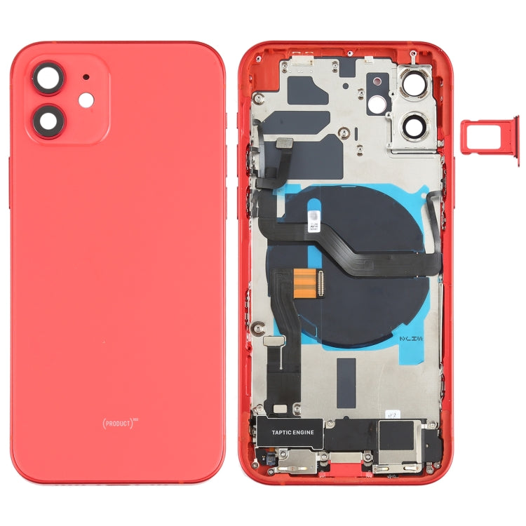 Battery Back Cover Assembly (with Side Keys & Speaker Ringer Buzzer & Motor & Camera Lens & Card Tray & Power Button + Volume Button + Charging Port & Wireless Charging Module) for iPhone 12