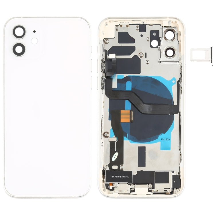 Battery Back Cover Assembly (with Side Keys & Speaker Ringer Buzzer & Motor & Camera Lens & Card Tray & Power Button + Volume Button + Charging Port & Wireless Charging Module) for iPhone 12 My Store