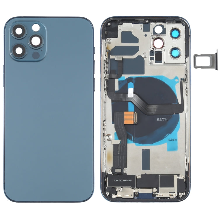 Battery Back Cover Assembly (with Side Keys & Speaker Ringer Buzzer & Motor & Camera Lens & Card Tray & Power Button + Volume Button + Charging Port & Wireless Charging Module) for iPhone 12 Pro My Store