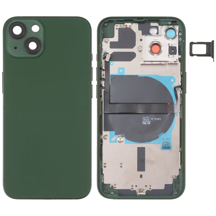 For iPhone 13 Battery Back Cover with Side Keys & Card Tray & Power + Volume Flex Cable & Wireless Charging Module