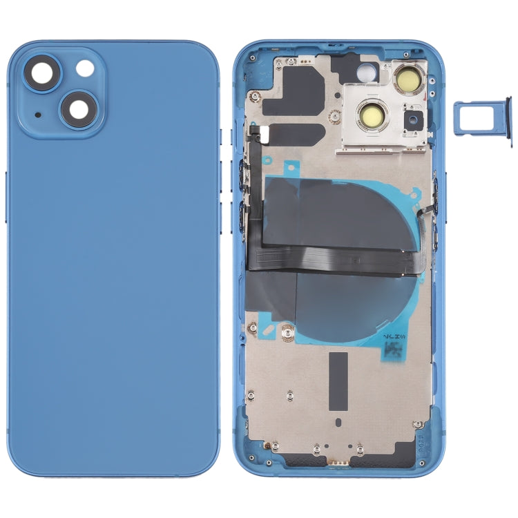 For iPhone 13 Battery Back Cover with Side Keys & Card Tray & Power + Volume Flex Cable & Wireless Charging Module