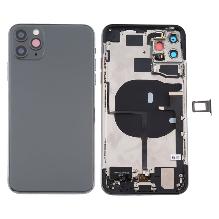 Battery Back Cover Assembly (with Side Keys & Power Button + Volume Button Flex Cable & Wireless Charging Module & Motor & Charging Port & Speaker Ringer Buzzer & Card Tray & Camera Lens Cover) for iPhone 11 Pro My Store