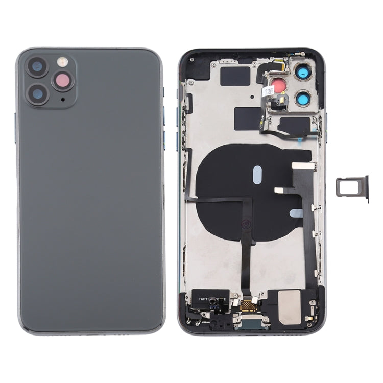 Battery Back Cover Assembly (with Side Keys & Power Button + Volume Button Flex Cable & Wireless Charging Module & Motor & Charging Port & Speaker Ringer Buzzer & Card Tray & Camera Lens Cover) for iPhone 11 Pro My Store