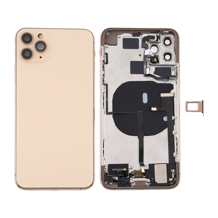 Battery Back Cover Assembly (with Side Keys & Power Button + Volume Button Flex Cable & Wireless Charging Module & Motor & Charging Port & Speaker Ringer Buzzer & Card Tray & Camera Lens Cover) for iPhone 11 Pro My Store