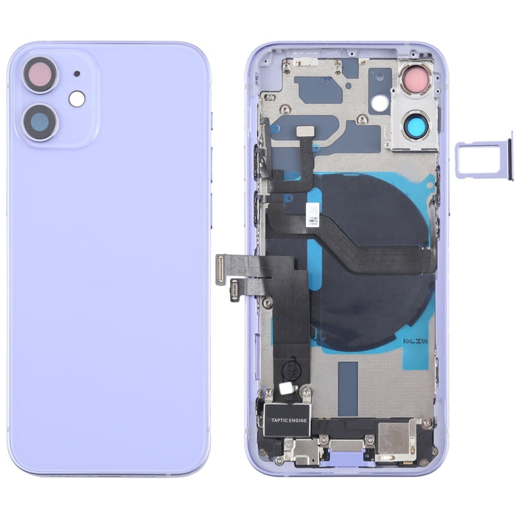 Battery Back Cover Assembly (with Side Keys & Speaker Ringer Buzzer & Motor & Camera Lens & Card Tray & Power Button + Volume Button + Charging Port & Wireless Charging Module) for iPhone 12 Mini